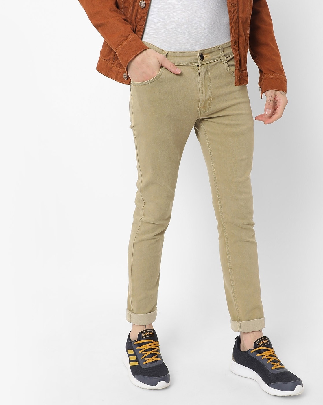 mid rise khaki jeans