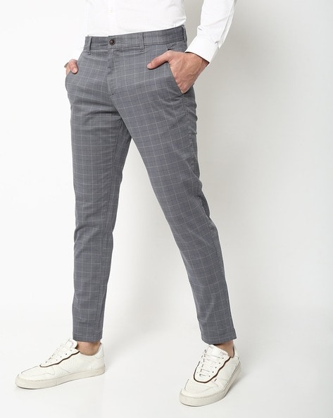 Polo Check Formal Trouser Mens Grey - John Craig