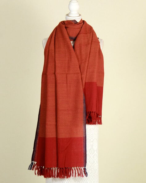 Striped Shawl with Frayed Border Price in India