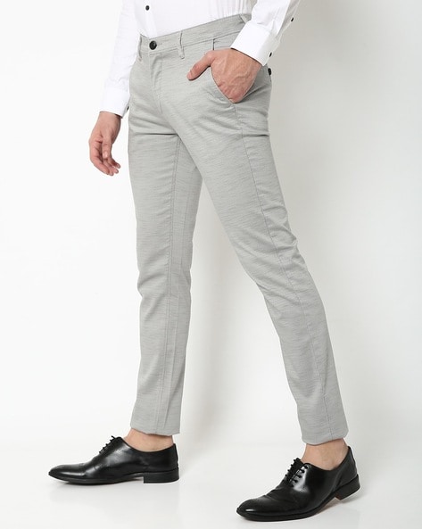 Buy Next Men Grey Skinny Fit Solid Formal Trousers  Trousers for Men  6694228  Myntra