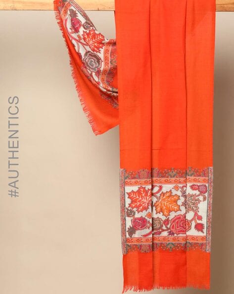Amritsar Woven Pure Wool Small Shawl with Floral Border Price in India