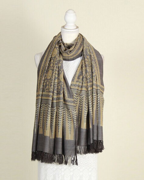 Printed Shawl with Fringed Border Price in India