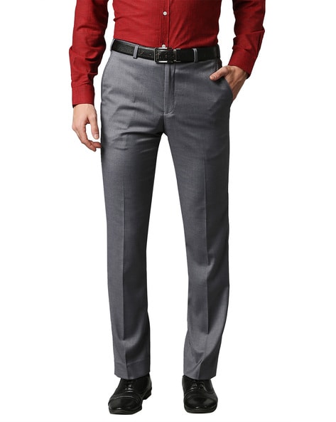 Buy Park Avenue Navy Regular Fit Flat Front Trousers for Mens Online  Tata  CLiQ