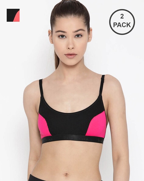 Pack of 2 Panelled Racerback Sports Bras