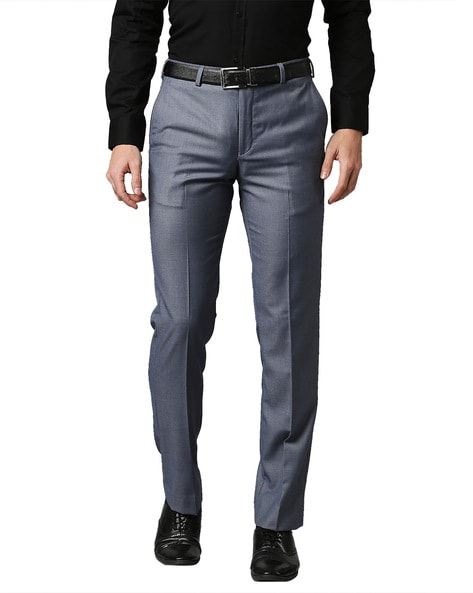 Buy Men Black Neo Fit Solid Formal Trousers online  Looksgudin