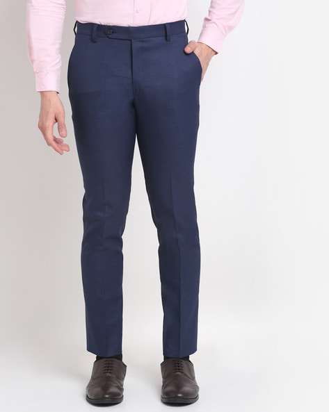 Shop Navy Blue Cotton Solid Eight Button Pant for women buy from Soch India