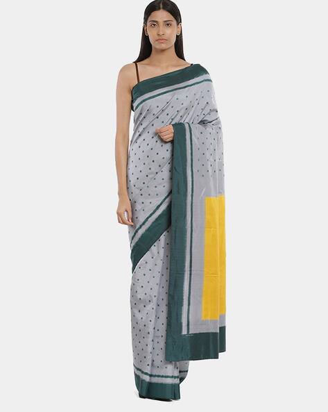 SATYA PAUL Ikat Print Saree with Contrast Border