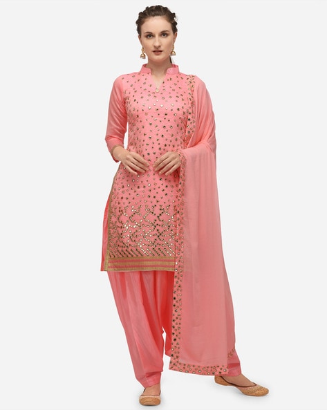 Embellished Unstitched Dress Material Price in India