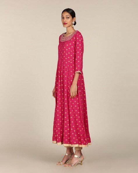 Floral Print Layered Flared Kurta