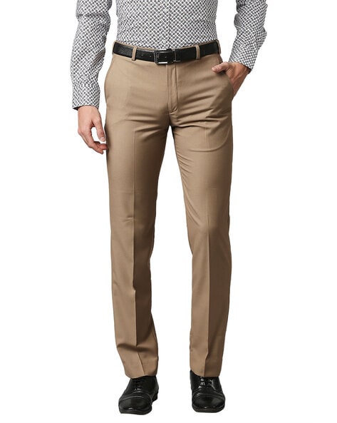 Buy Park Avenue Men Textured Smart Slim Fit Formal Trousers - Trousers for  Men 25754088 | Myntra