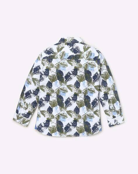 Leaf Print Shirt with Patch Pocket view 2