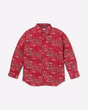 lee cooper Geometric Print Shirt with Patch Pocket-picture-38