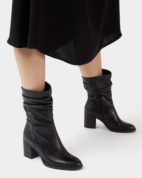 Black slouch calf boots sale