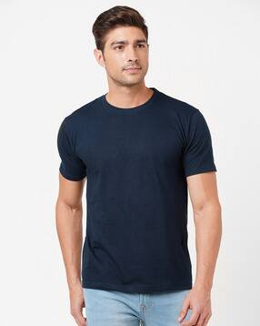 dark blue round neck t shirt