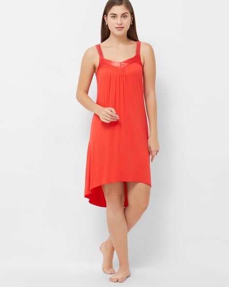 Buy Senslife Black Satin Solid 6 Piece Night Dress for Women at Amazon.in