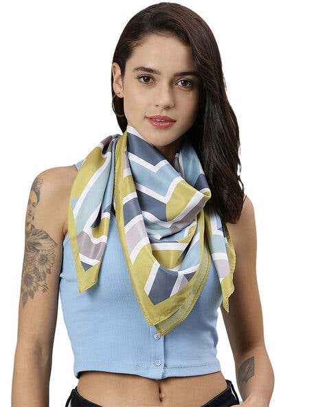 Geometric Print Scarf with Contrast Border Price in India