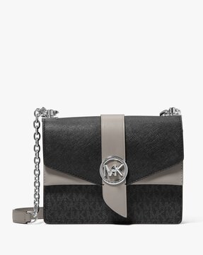 Michael Kors Ladies Greenwich Small Two-Tone Logo And Saffiano