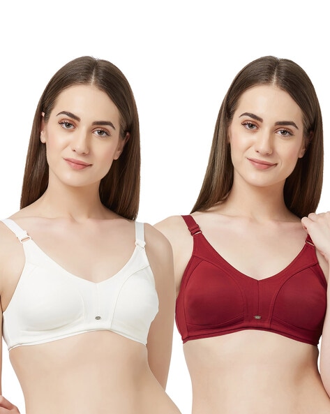 Buy SOIE- Medium coverage Padded Non Wired T-shirt Bra(Pack Of2