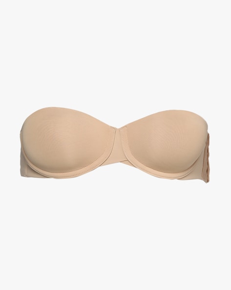 FINE LINES Intimates Beige Lightly Padded Boost Cups Medium Coverage  Strapless Bra 32D 