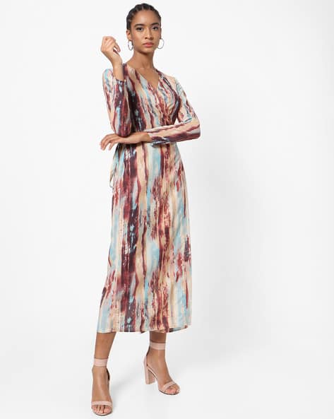 Encrustd Printed Wrap A-line Dress