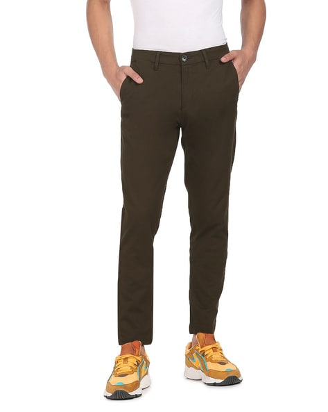 Buy U.S. Polo Assn. Men Khaki Tapered Fit Smart Casual Trousers - Trousers  for Men 234627 | Myntra