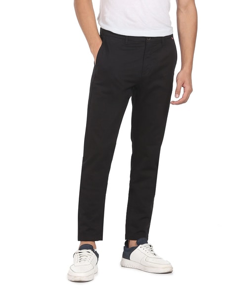 Buy Arrow Sports Men Black Low Rise Bronson Slim Fit Corduroy Casual  Trousers - NNNOW.com