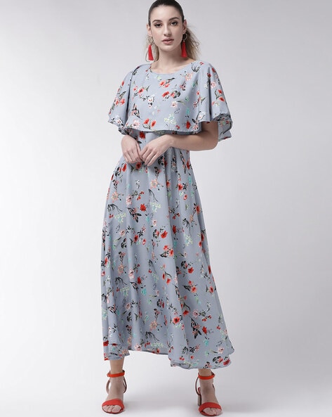 Grey floral print dress sale