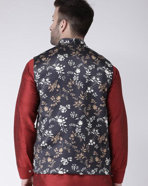 Buy Benstoke Black & Rust Regular Fit Printed Nehru Jacket for Men's Online  @ Tata CLiQ