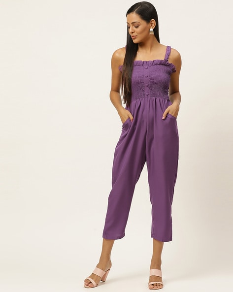 Band Of Stars premium embellished wide leg plunge back jumpsuit in purple