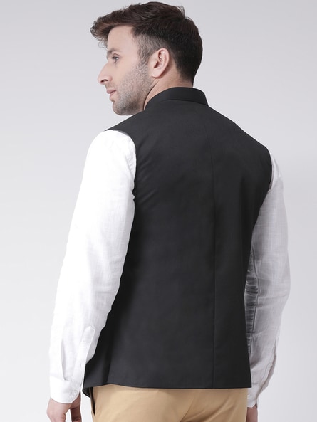 Buy Black Cotton Silk Nehru Jacket Set For Men by Kommal Sood Online at Aza  Fashions.