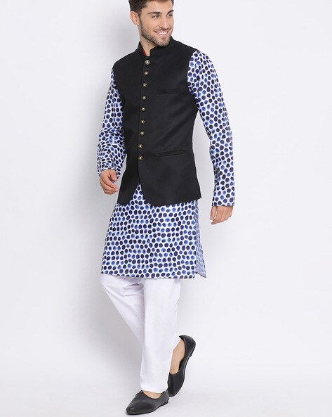 Black Velvet Kurta Pajama With Jacket 276719