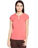 Slim Fit Crepe Top with Round-Neck 