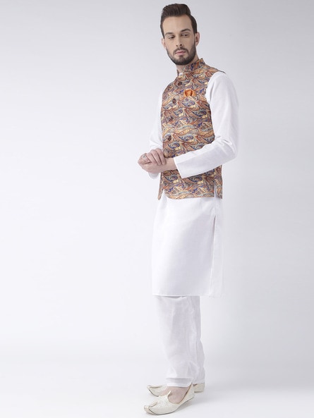 Readymade Men's Ethnic Jackets Off White Ethnic Jackets S-4001 Embroidery  Pant - 34 / Off White | Embroidered silk, Embroidered jacket, Embroidery  pants