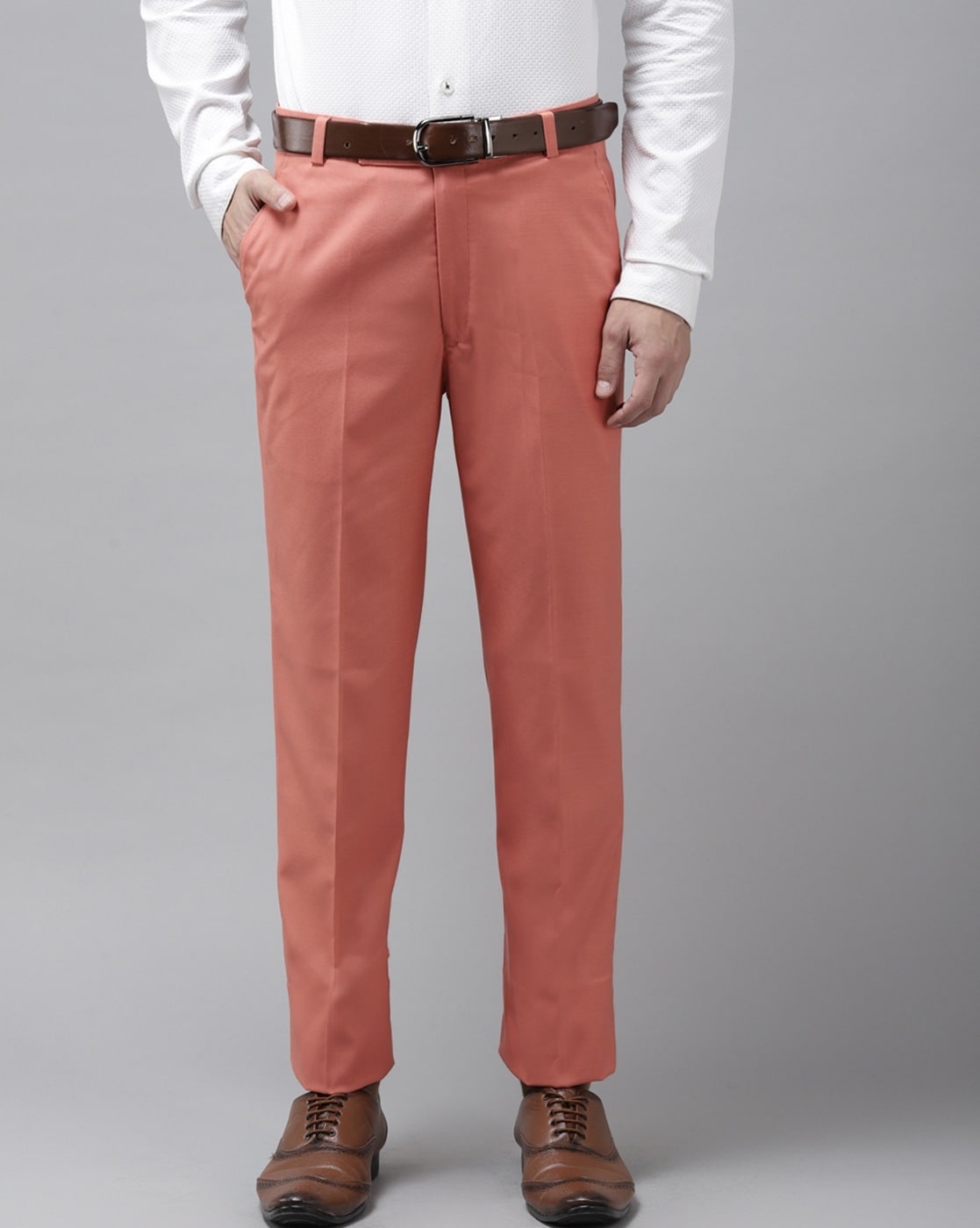 Linen Club Casual Trousers  Buy Linen Club Peach Casual Mid Rise Active  Waist Trouser for Men Online  Nykaa Fashion