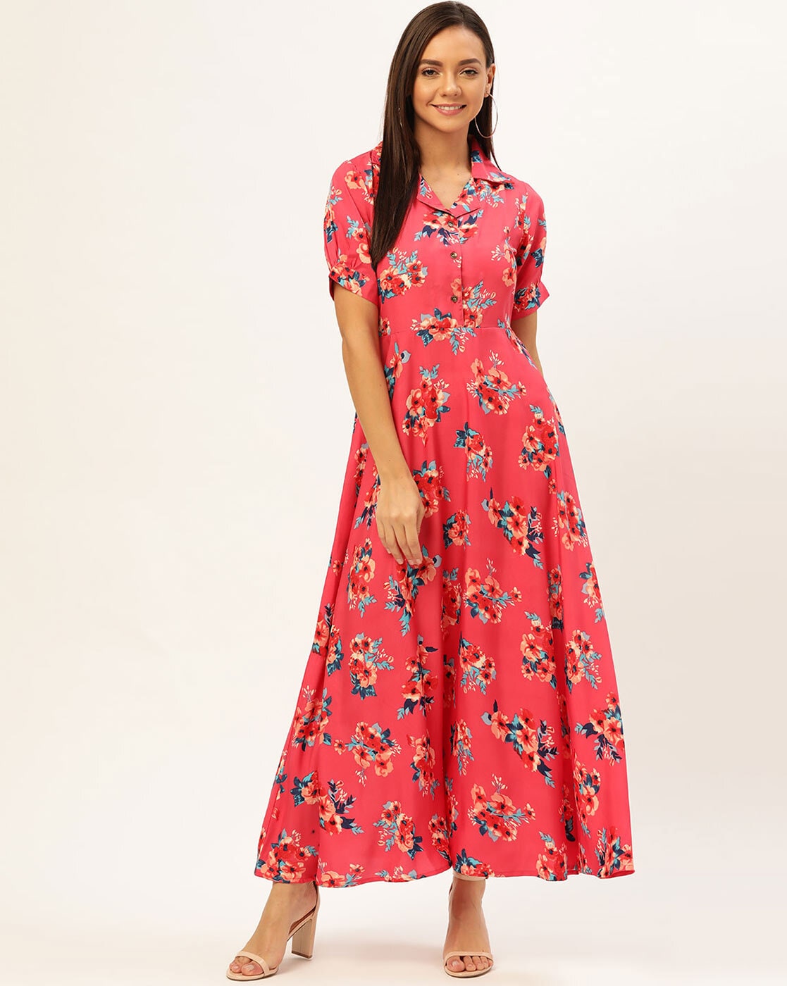 Floral printed maxi dress with pockets by UNTUNG | The Secret Label