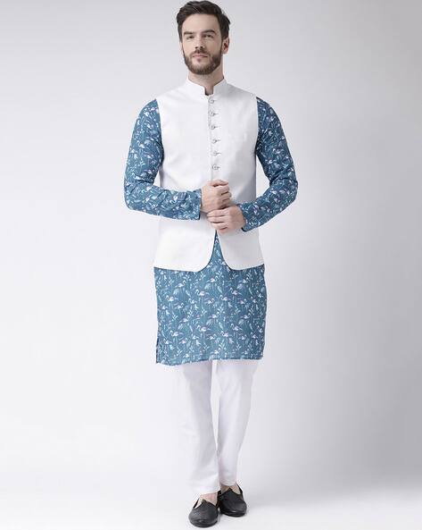 modi jacket on blue kurta