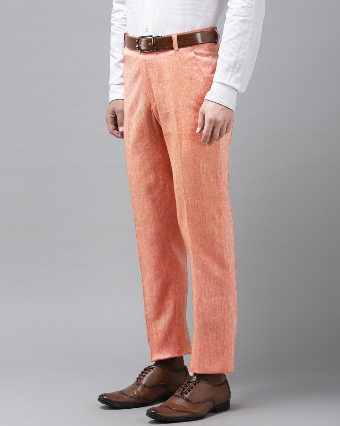 Polo Ralph Lauren L2304 Mens Orange Linen Double-Pleated Trouser Size 34x33  | eBay