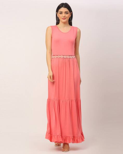 plain peach dress