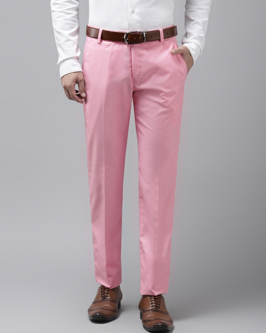 RARE RABBIT MENS DRIVER PINK TROUSER POLYESTER VISCOSE FABRIC BUTTON