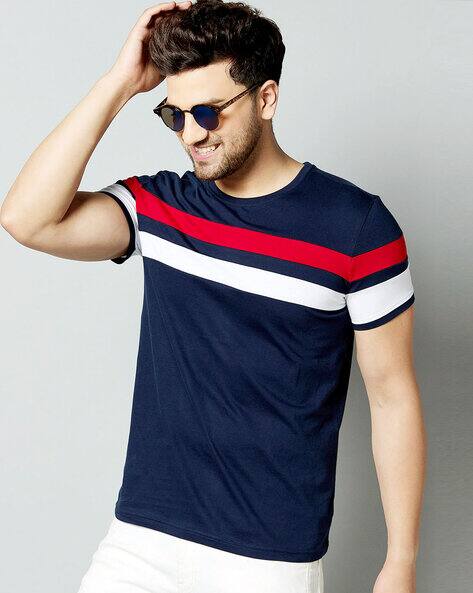 blue round neck t shirt