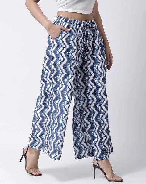 Buy Desi Weavess Blue Printed Palazzo Trousers - Palazzos for