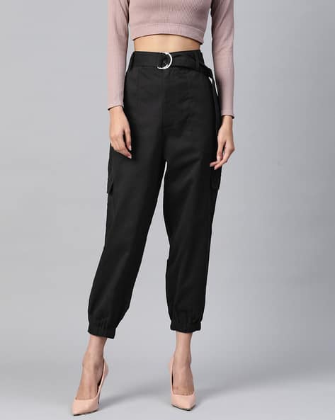 Buy Black Trousers u0026 Pants for Women by Popnetic Online | Ajio.com