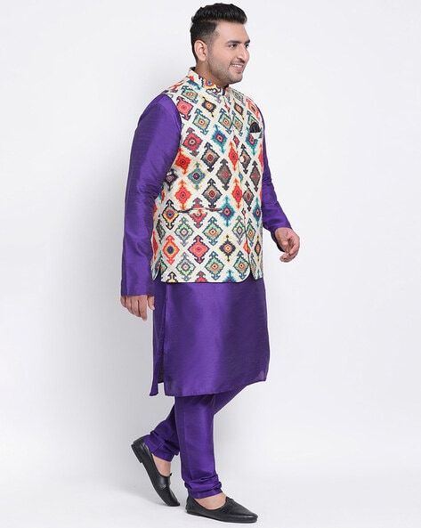 Open Nehru Jacket with multi colour floral pattern – TheHaberdasher.in