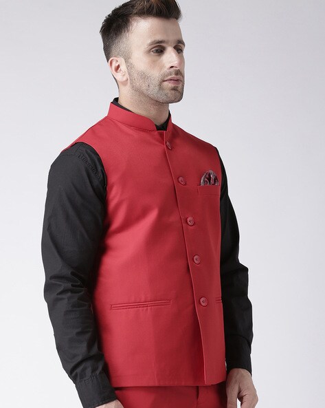 Buy Boys Red Nehru Jacket with Pocket Square 7-8Y Online at desertcartINDIA