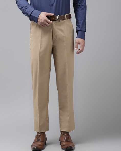 Formal 4 way Stretch Trousers in Beige Slim Fit