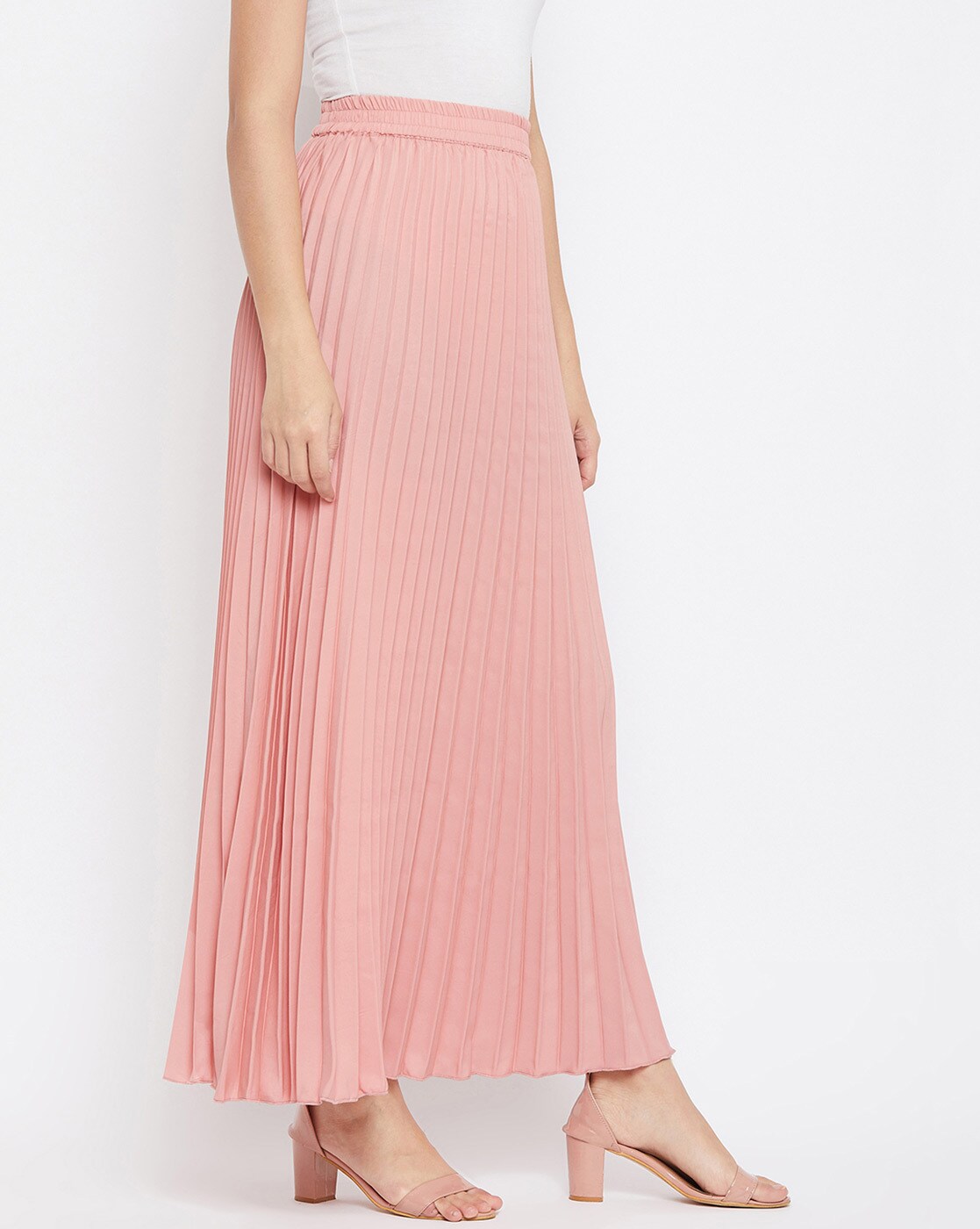 UTF Solid Women Pleated Pink Skirt - Buy UTF Solid Women Pleated Pink Skirt  Online at Best Prices in India