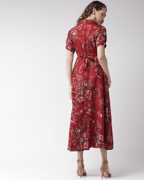 floral maroon dress