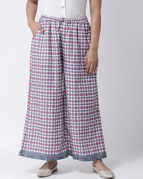 Geometric Print Palazzos with Insert Pockets Price in India