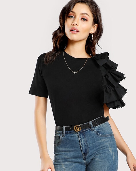 Slim Fit Top with Ruffles
