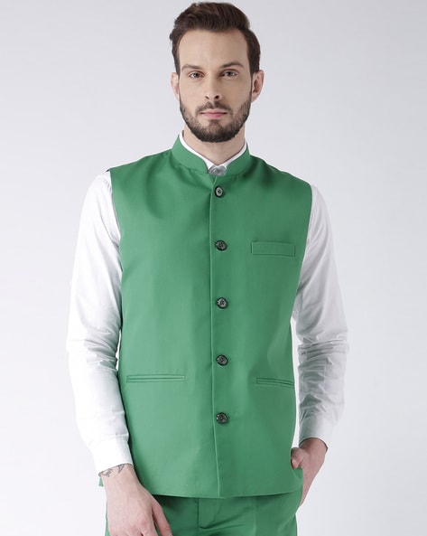 Buy HANGUP Khaki Solid Nehru Jacket online